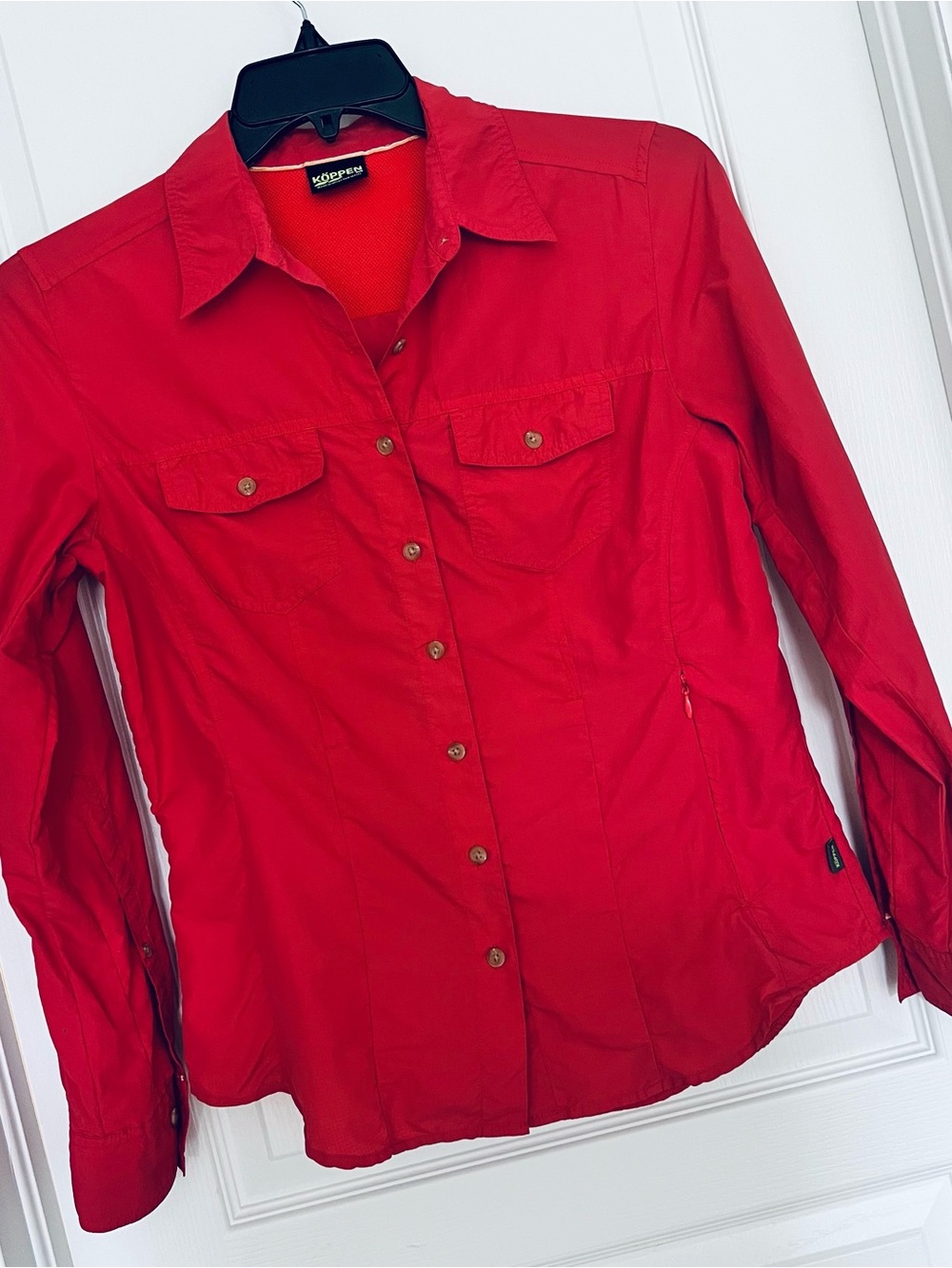 Koppen Mesh Nylon Button-Up Shirt M Collared Long Sleeve Insect Repellent Active